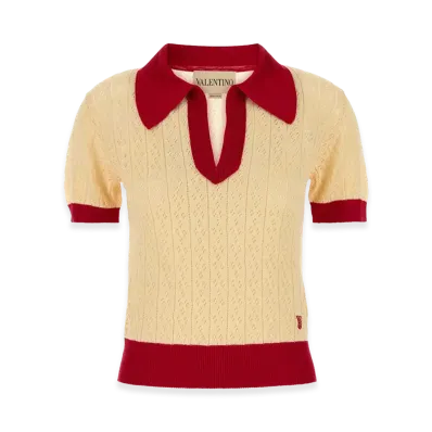 Valentino Women's Two-Tone Linen Blend Polo Shirt "Multicolor"
