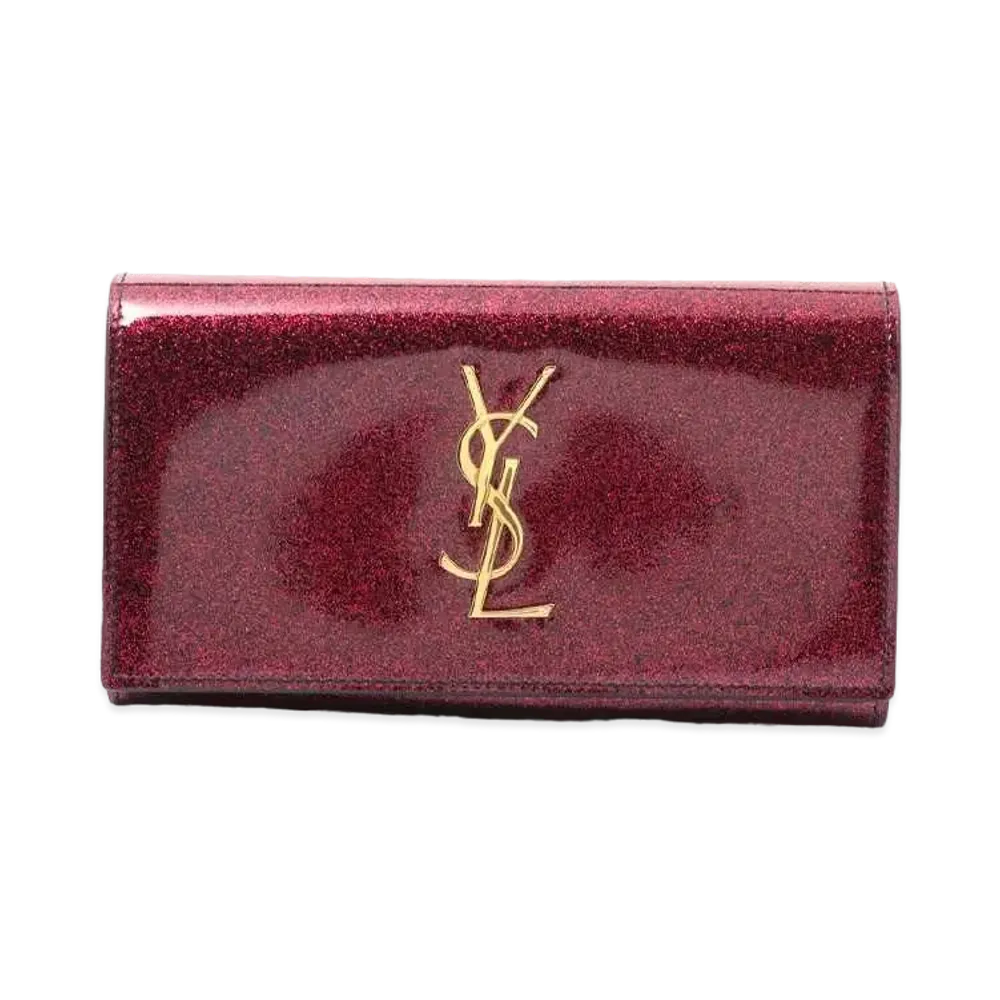 Saint Laurent Logo Enamel Wallet "Pink Gold"
