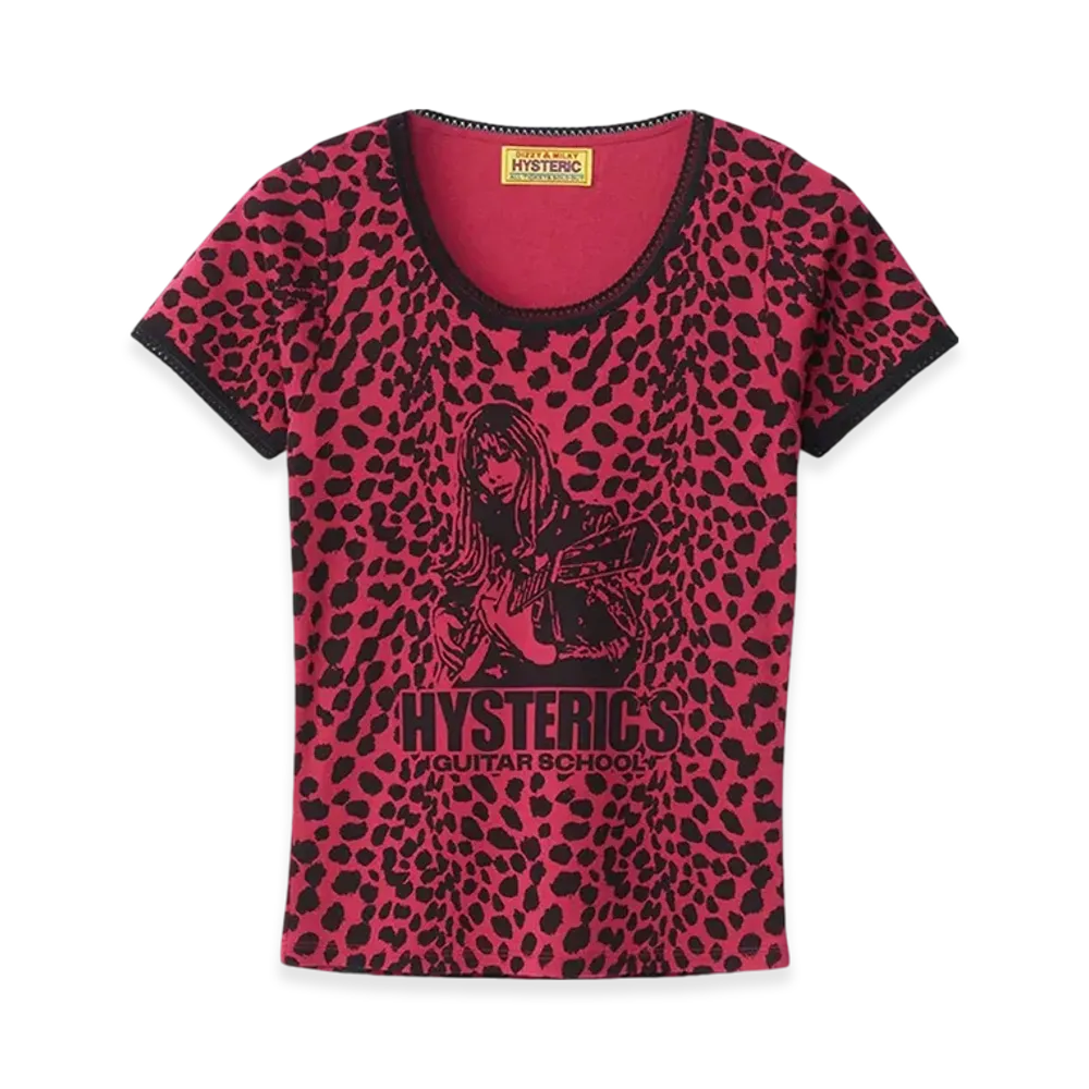 HYSTERIC GLAMOUR Hysteric's Guitar School Patterned Mini T-Shirt "Pink"