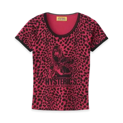 HYSTERIC GLAMOUR Hysteric's Guitar School Patterned Mini T-Shirt "Pink"
