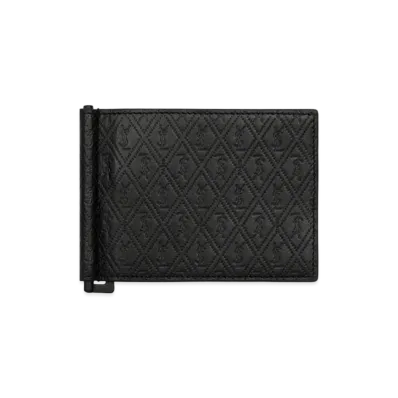 SAINT LAURENT Le Monogramme All Over Bill Clip Wallet In Embossed Smooth Leather "Black"