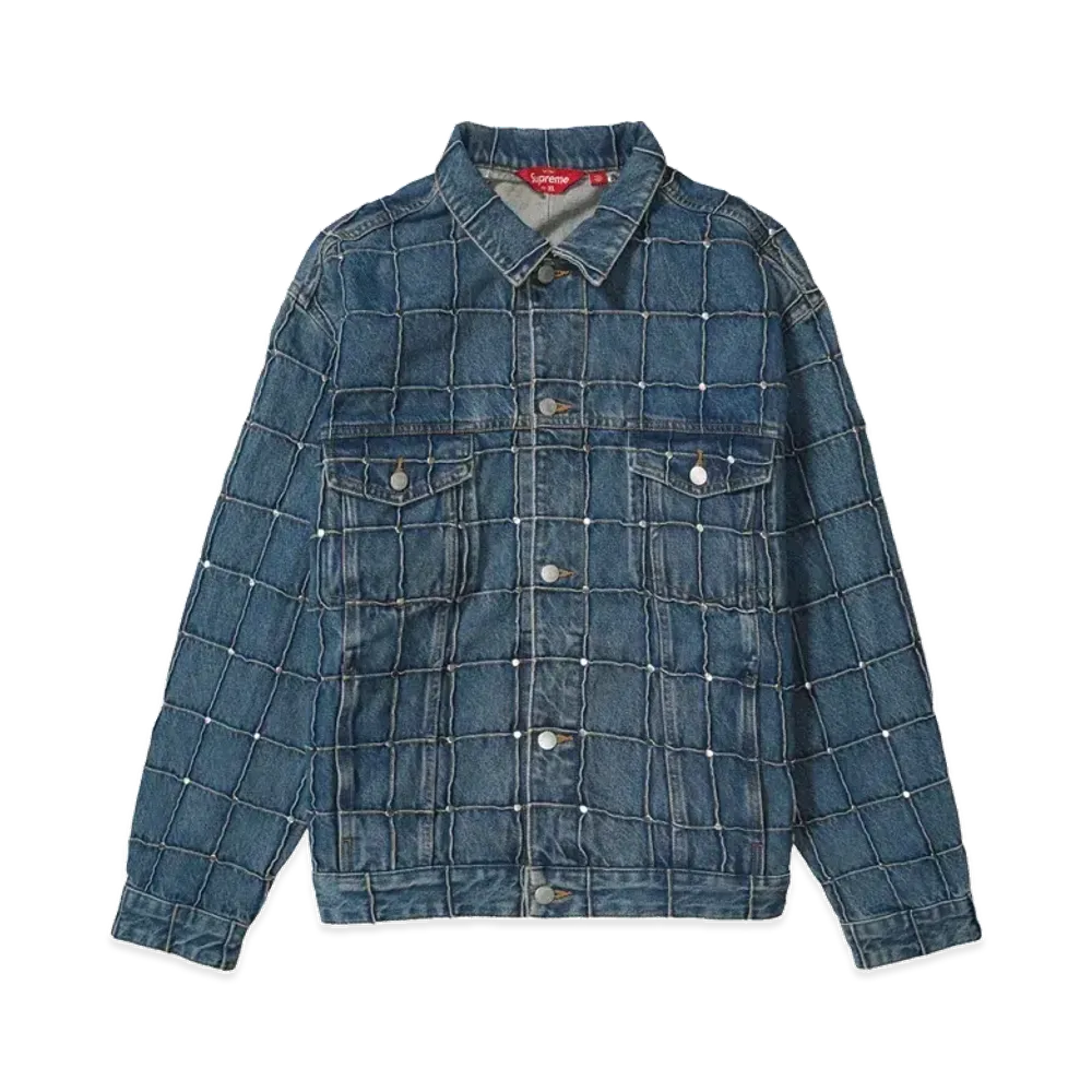Supreme Studded Seam Denim Trucker Jacket "Blue"