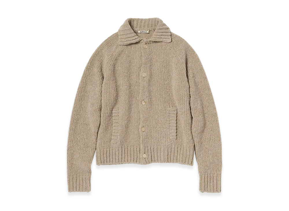 AURALEE Women's Cashmere Chenille Knit Cardigan "Beige"