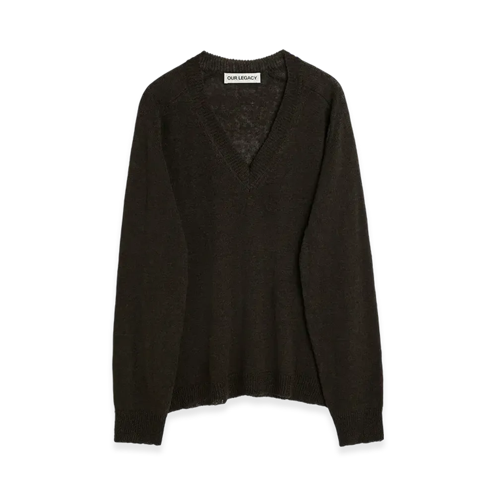 OUR LEGACY Rue V-Neck "Nori Green Cyclone Linen"