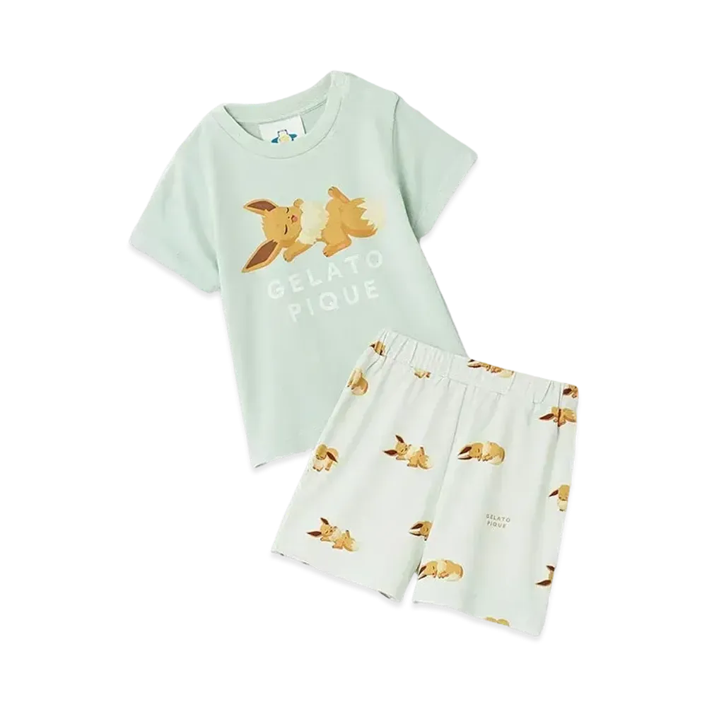 GELATO PIQUE x Pokemon Sleep Baby Cool To The Touch Print T-Shirt & Short Pants Set "Mint"
