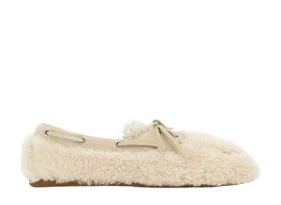 MIU MIU Women's White Shearling Loafers "Beige"