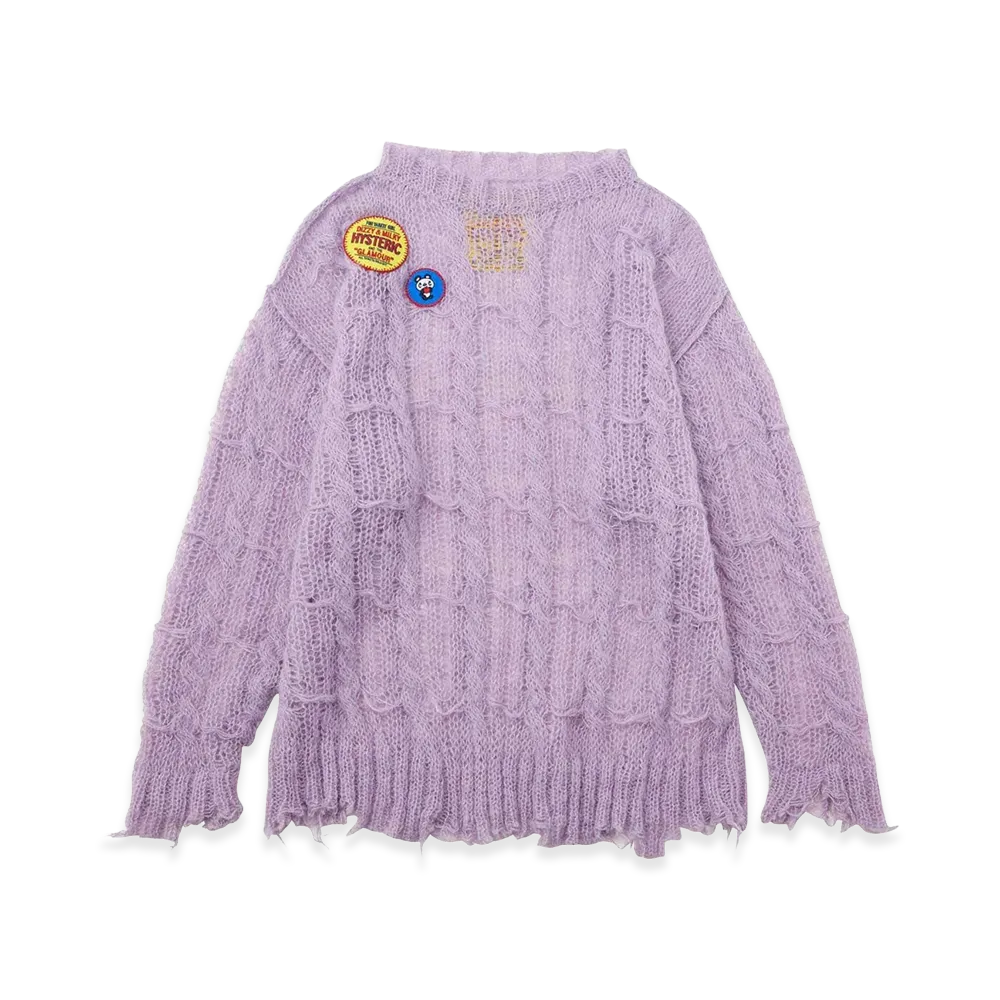 HYSTERIC GLAMOUR Women's Dizzy & Milky Patch Crash Sweater "Purple"