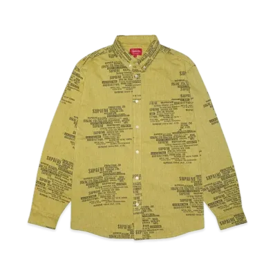 Supreme Trademark Jacquard Denim Shirt "Washed Yellow"