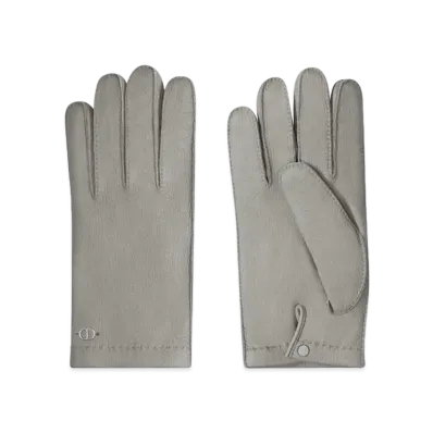 Dior CD ICON Gloves Dior Grained Leather "Gray"