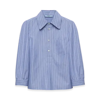 PRADA Women's Striped Poplin Blouse "Navy"