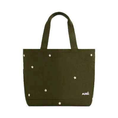 Aime Leon Dore Floral Embroidered Small Canvas Tote Bag "Green"