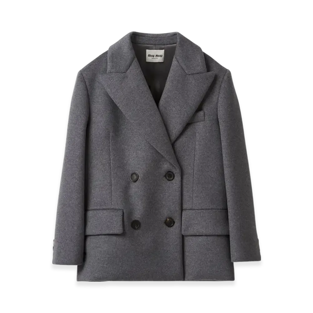 MIU MIU Women's Double Breasted Velour Jacket "Grey"