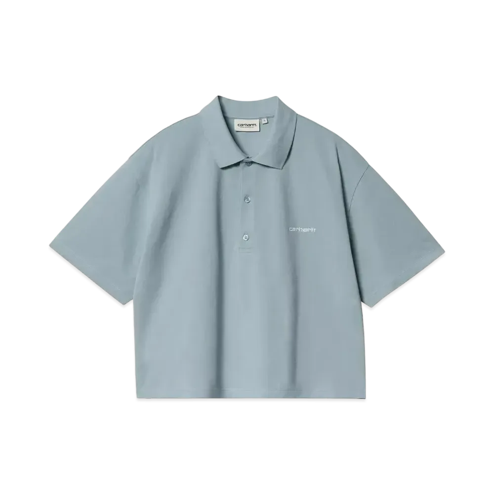 Carhartt WIP W S/S Carhartt Script Polo T-Shirt "Frosted Blue"