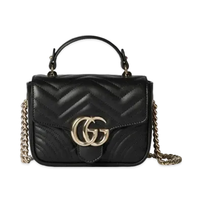 GUCCI GG Marmont Mini Top Handle Bag "Black"