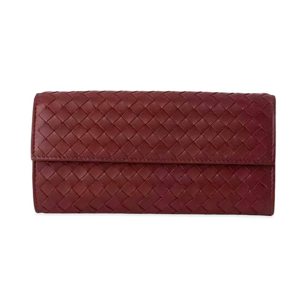 Bottega Veneta Intrecciato Lambskin Nappa Continebtal Wallet "Bordeaux"