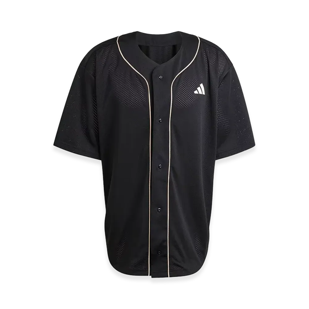 adidas Stadium Mesh Baseball Shirt "Black/Crystal Linen/Off White"