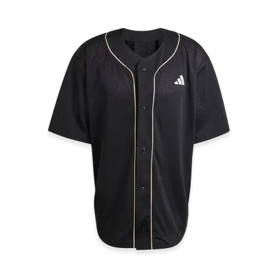 adidas Stadium Mesh Baseball Shirt "Black/Crystal Linen/Off White"