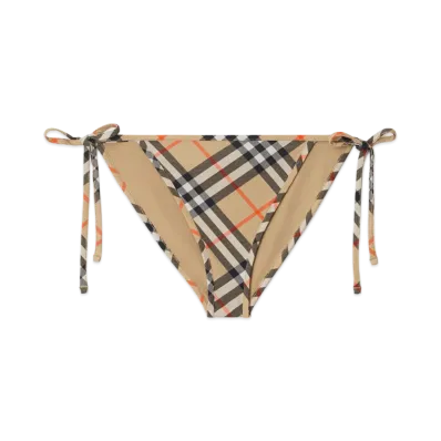 Burberry Women's Check Bikini Briefs "Sand Beige"