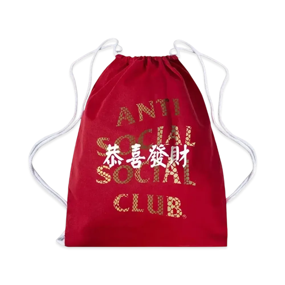 ANTI SOCIAL SOCIAL CLUB Year Of The Snake Calm Drawstring Bag "Red"