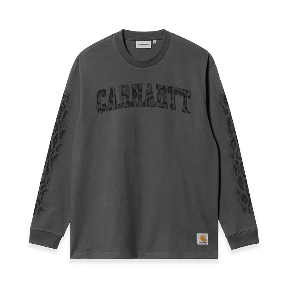 Carhartt WIP L/S Camo Snake T-Shirt "Black(Garment Dyed)"