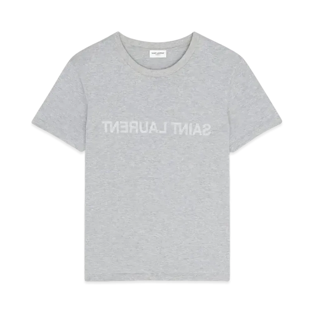 Saint Laurent Women's Saint Laurent Reverse T-Shirt "Gris Chine/Naturel"