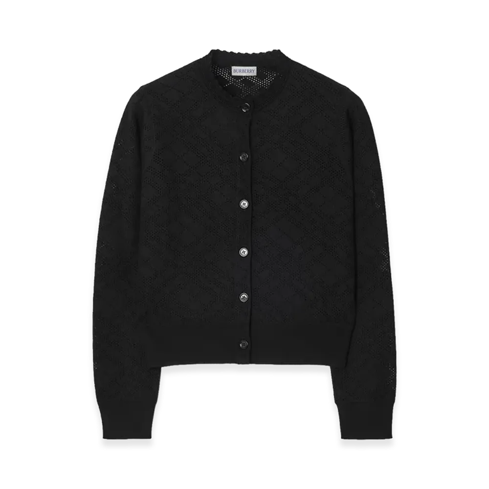 Burberry Women's Check Wool Silk Cardigan "Black"