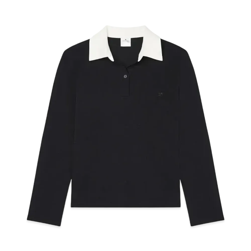 Courreges Contrasting Cotton Polo Shirt "Black/Heritage White"