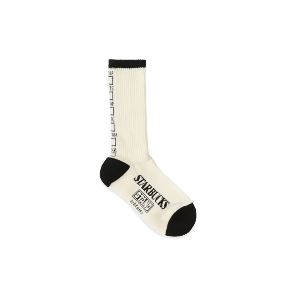 STARBUCKS STAND x BEAMS Drink-ID Socks "White/Black"