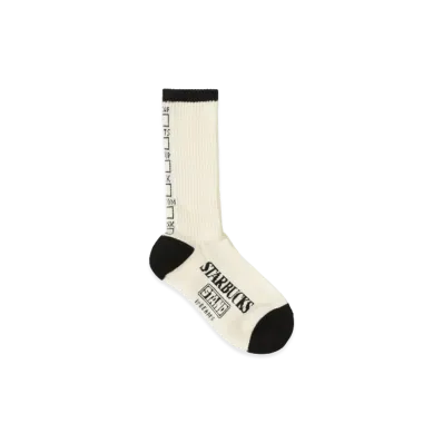 STARBUCKS STAND x BEAMS Drink-ID Socks "White/Black"
