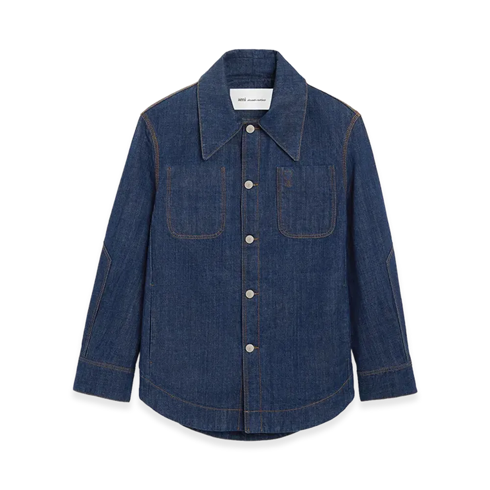 AMI PARIS Cotton Ami De Coeur Worker Worker Overshirt "Blue"