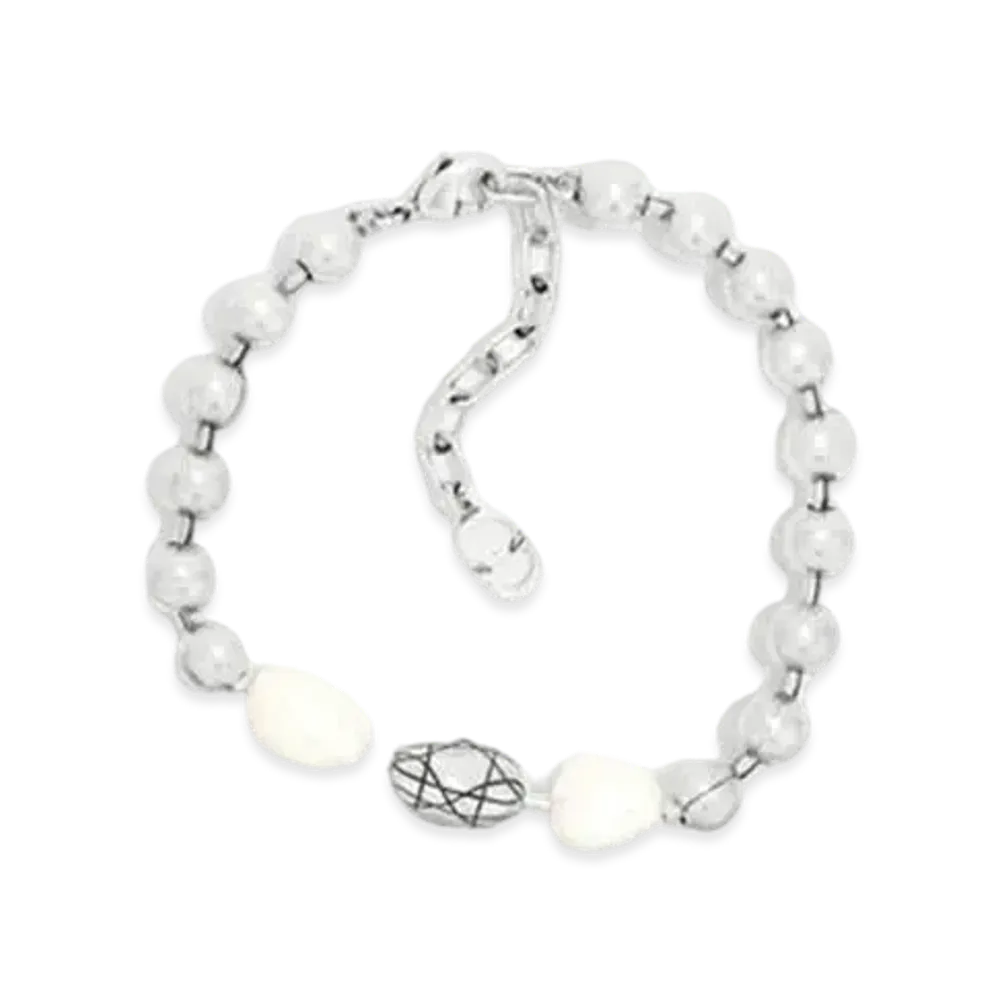 Dior Cannage Bracelet Brass with Freshwater Pearls "Antique Silver/White"
