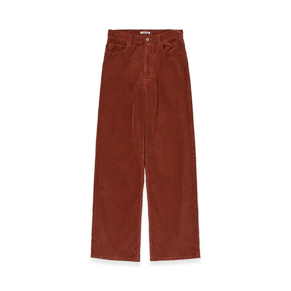 AURALEE Women's Garment-Dyed Finx Corduroy 5P Wide Pants "Red Brown"