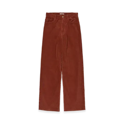 AURALEE Women's Garment-Dyed Finx Corduroy 5P Wide Pants "Red Brown"