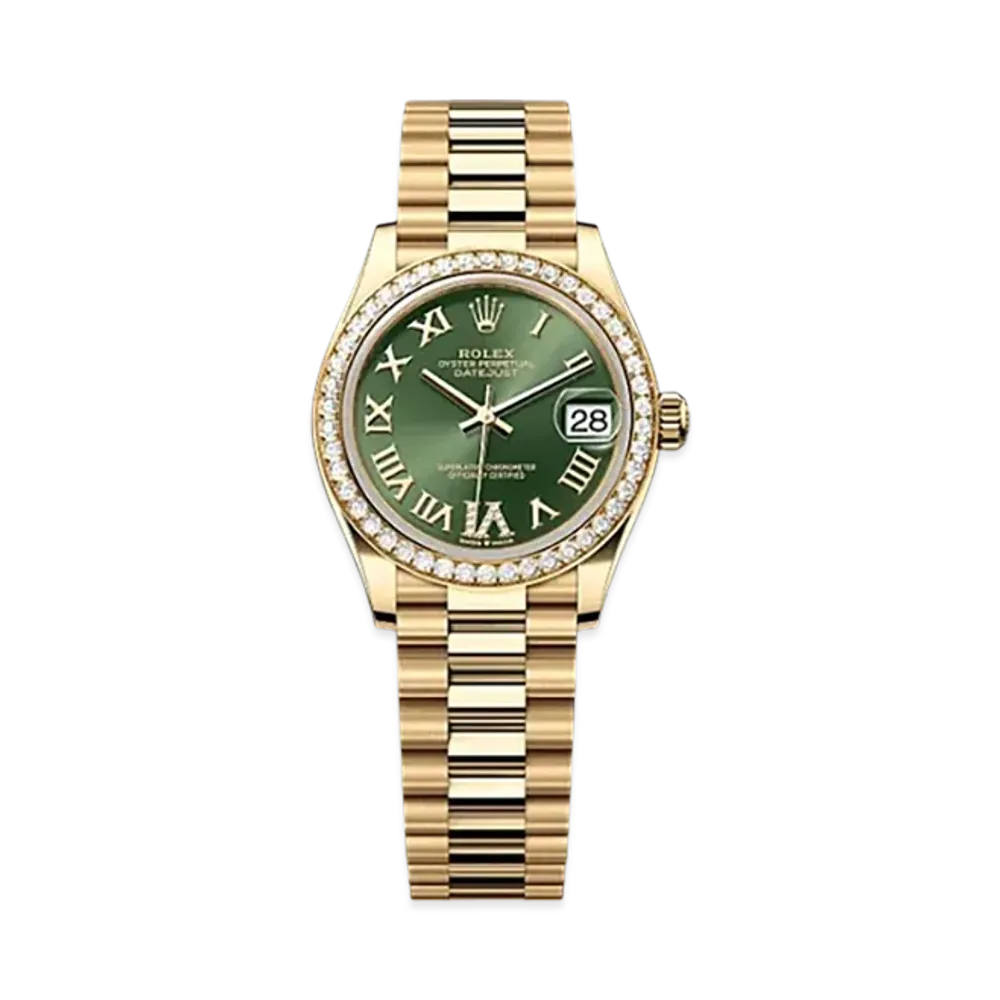 ROLEX Datejust 31mm Yellow Gold Diamond 278288RBR "Olive Green"