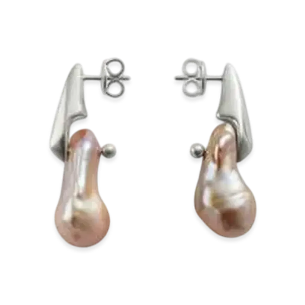 Bottega Veneta Large Pearl Earrings "NaturalPink"