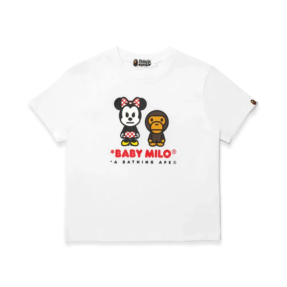 A BATHING APE x Disney Women's Minnie Mouse Baby Milo Mini Tee "White"