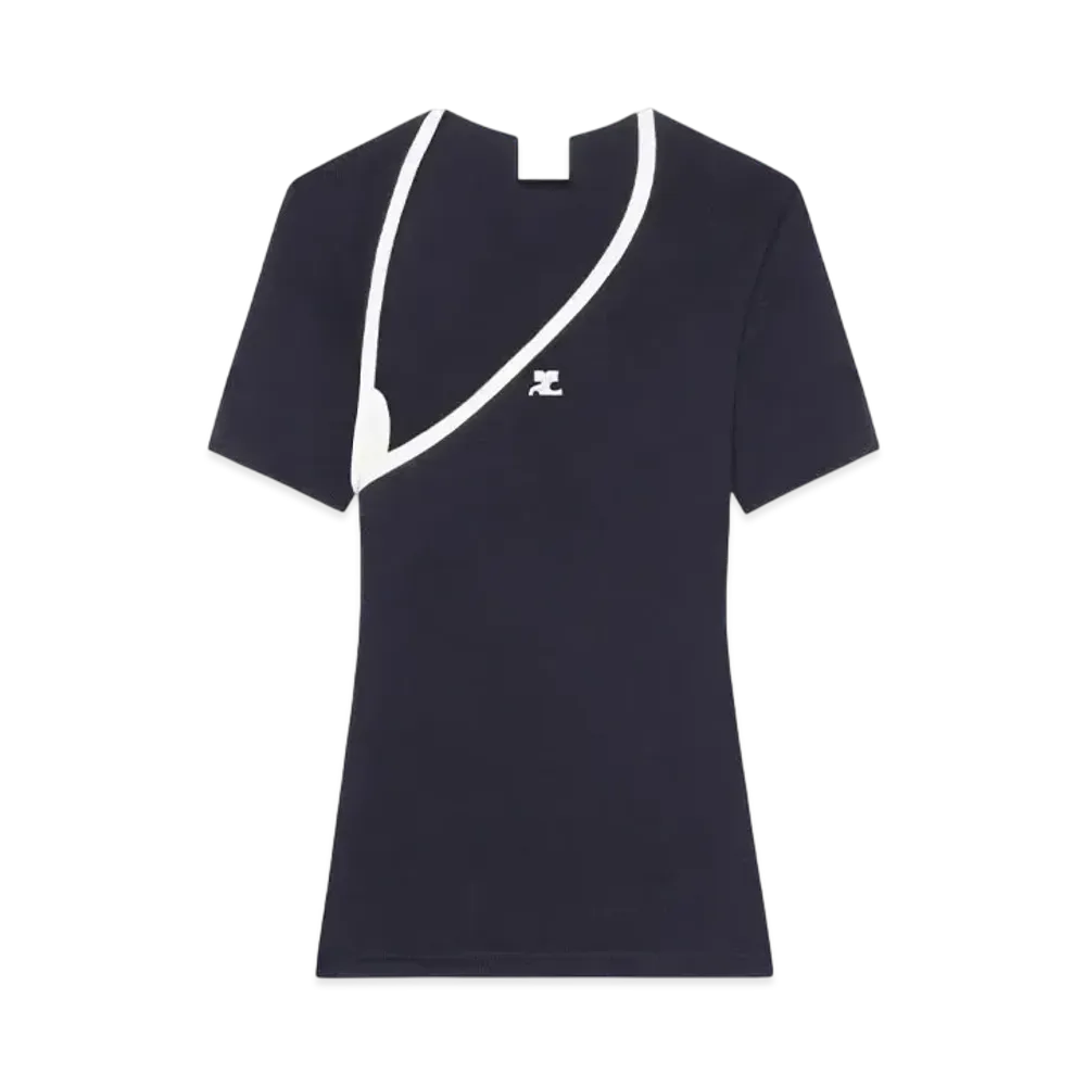 Courreges Slash Contrast T-Shirt "Black/Heritage White"
