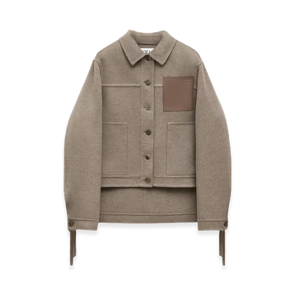 LOEWE Women's Workwear Jacket in Wool and Cashmere "Taupe Melange"