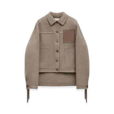LOEWE Women's Workwear Jacket in Wool and Cashmere "Taupe Melange"