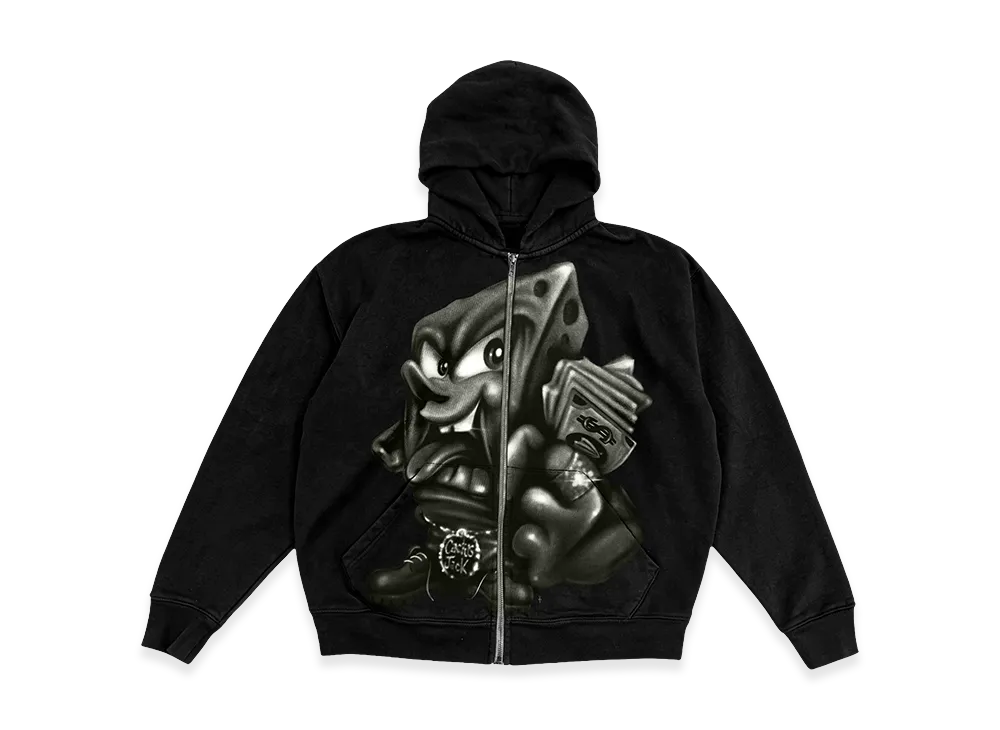 Travis Scott Cactus Jack x SPONGEBOB Legal Tender Zip Hoodie "Black"
