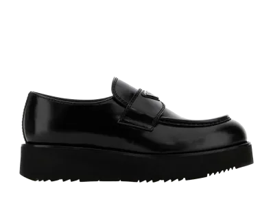PRADA Mocassini Platform In Pelle Spazzolata "Black"