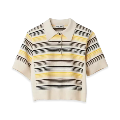 MIU MIU Women's Cotton Knit Polo Shirt "Ivory"