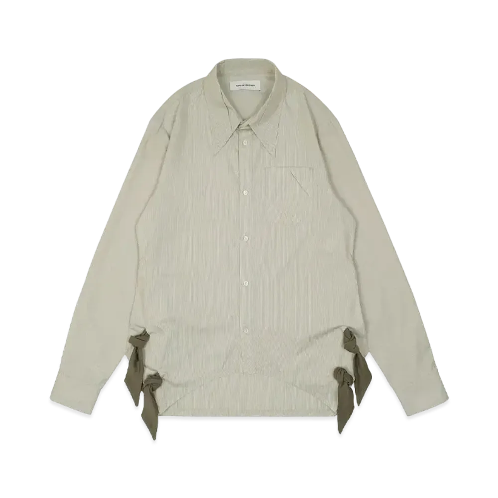 KIKO KOSTADINOV Rino Twisted Jersey Shirt "Moss Green Stripe/Taupe"