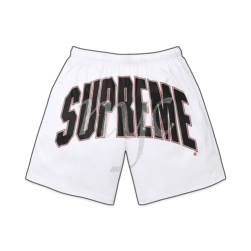 Supreme Rhinestone Mesh Short "White"
