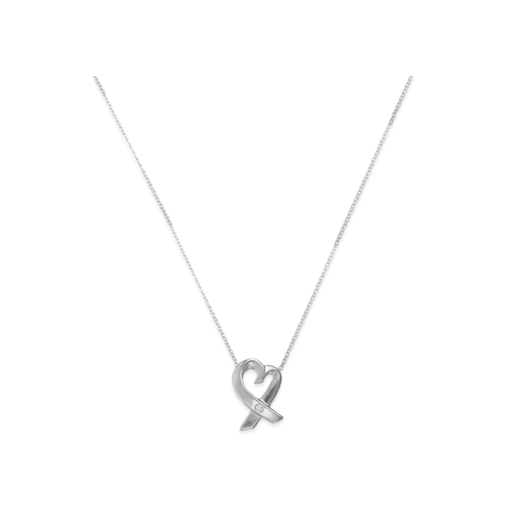 Tiffany & Co Loving Heart Necklace With One Point Diamond "Silver"