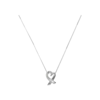 Tiffany & Co Loving Heart Necklace With One Point Diamond "Silver"