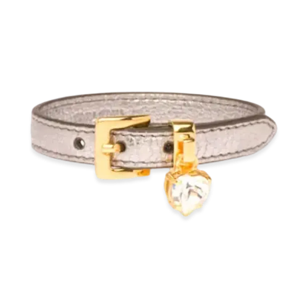 Miudlas Leather Bracelet With MIU MIU Crystal "Silver"