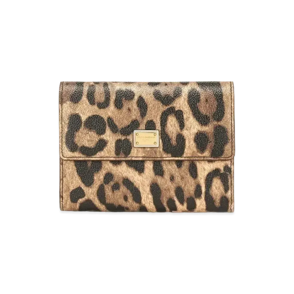 Dolce&Gabbana Zip Around Wallet Crespo Leopard Printed Logo Plate "Multicolor"