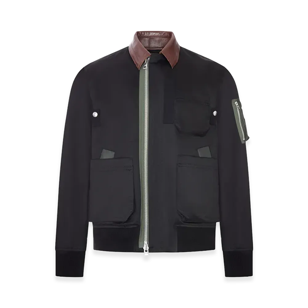 sacai Utility Bomber Jacket With Leather Details "Black"