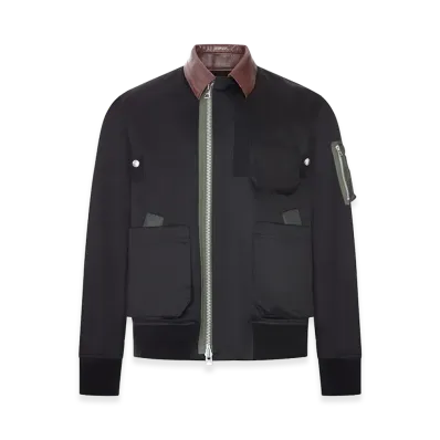 sacai Utility Bomber Jacket With Leather Details "Black"